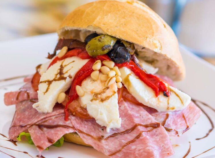 Close up shot of a sandwich on a plate