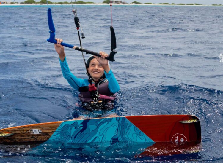 Child engaging in a water sport