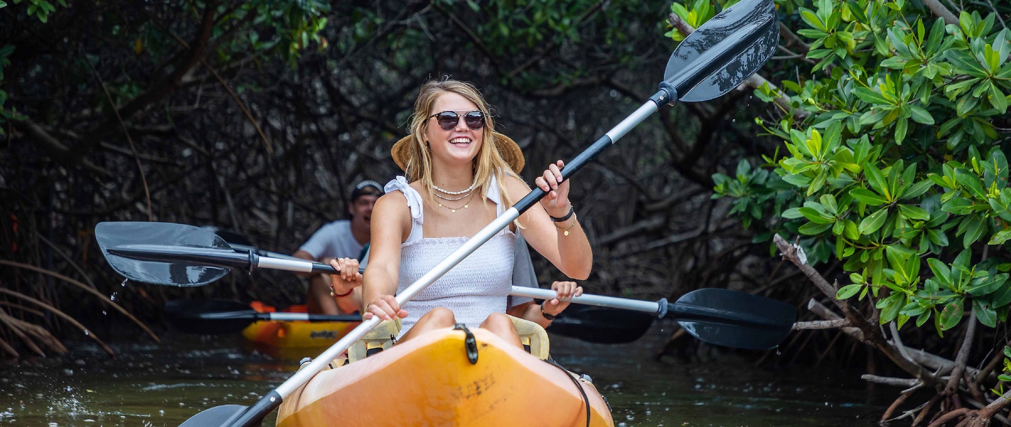 Female smiling in kayak