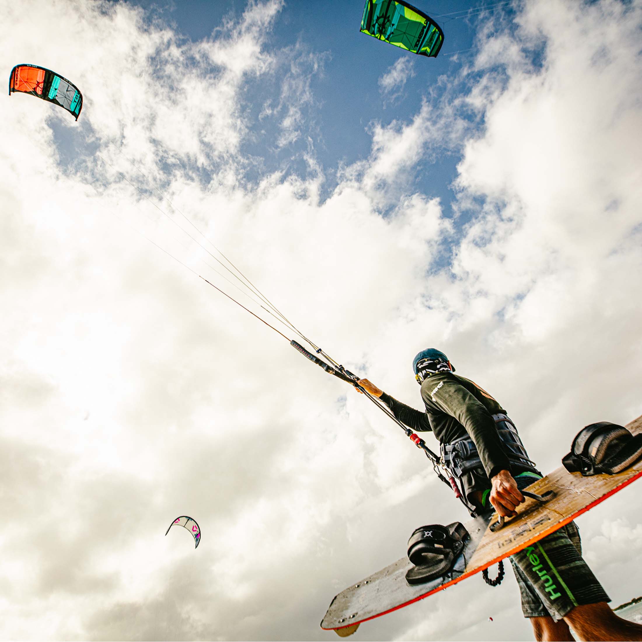 Male preparing to kite surf