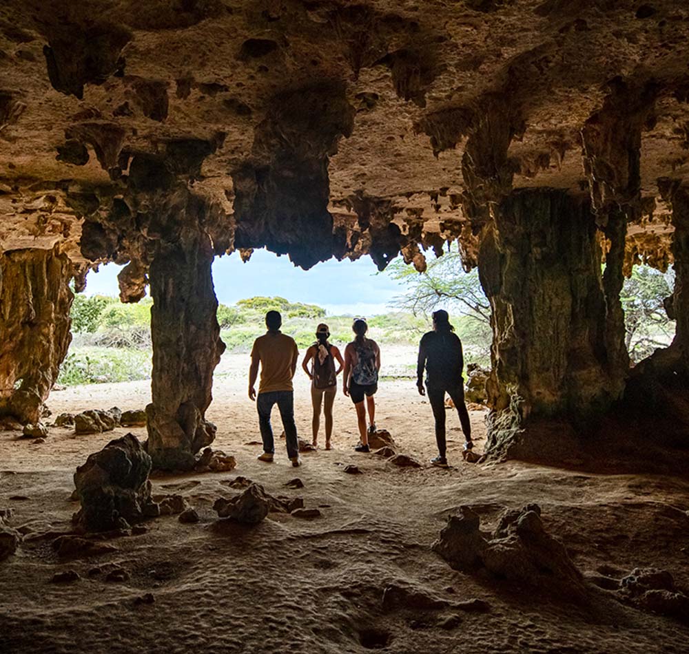 Group of people in cave