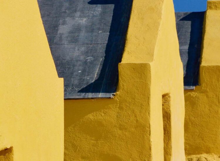 Close up shots of yellow huts