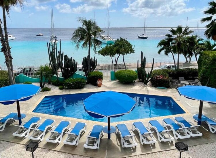 Aerial view of outdoor pool area overlooking the ocean