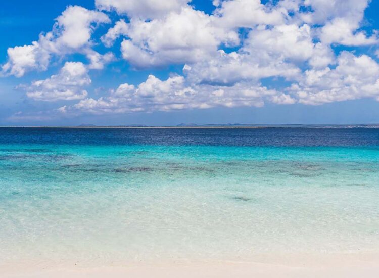 White sand beach and deep blue ocean