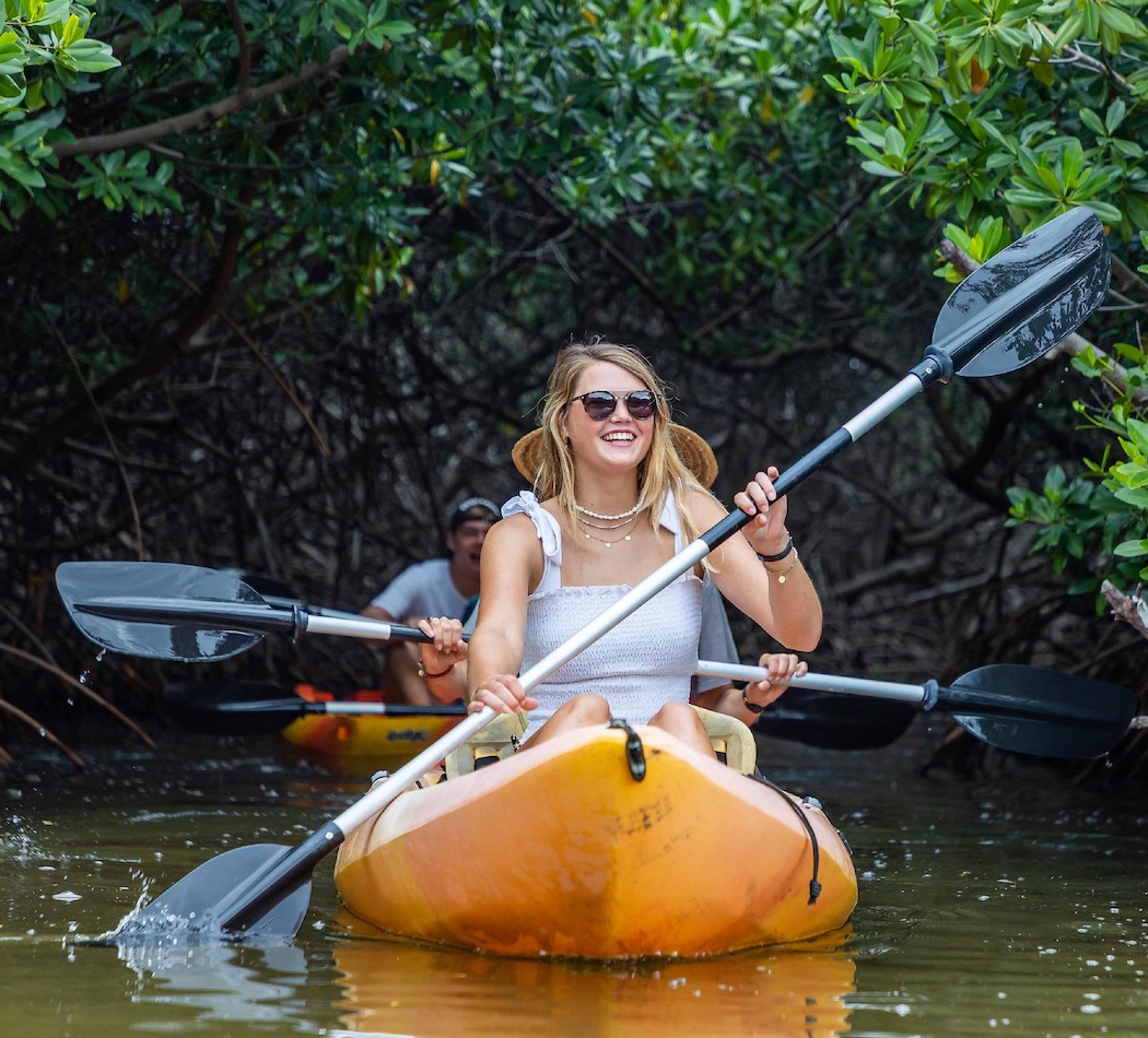 Female smiling in kayak
